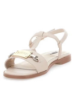 Sandali Crema Flat con Dettaglio Catena Ferre' F251