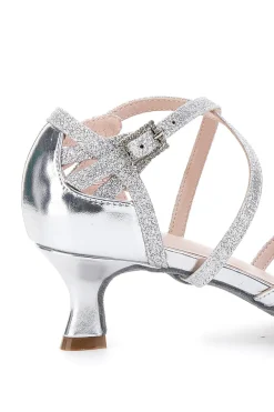 Sandali Da Ballo Argento Con Suola In Pelle Mon Dieu 1460503