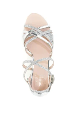 Sandali Da Ballo Argento Con Suola In Pelle Mon Dieu 1460503