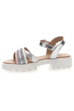 Sandali da bambina argento con cinturino regolabile Pitt kids 392640S