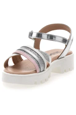 Sandali da bambina argento con cinturino regolabile Pitt kids 392640S