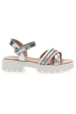 Sandali da bambina argento con cinturino regolabile Pitt kids 392640S