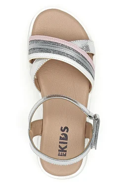 Sandali da bambina argento con cinturino regolabile Pitt kids 392640S