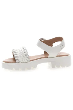Sandali da bambina bianchi con fascia intrecciata Pitt kids 392639S