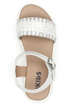 Sandali da bambina bianchi con fascia intrecciata Pitt kids 392639S