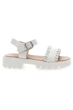 Sandali da bambina bianchi con fascia intrecciata Pitt kids 392639S