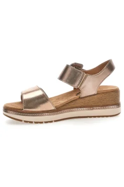 Sandali da donna rosa gold con doppia fascia e zeppa Relife 67172670103