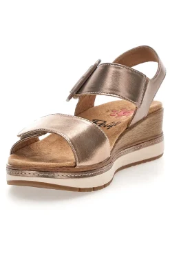 Sandali da donna rosa gold con doppia fascia e zeppa Relife 67172670103