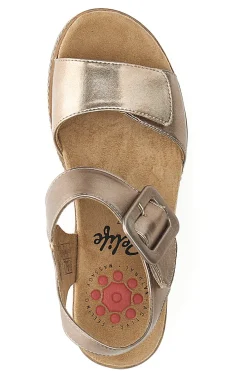 Sandali da donna rosa gold con doppia fascia e zeppa Relife 67172670103
