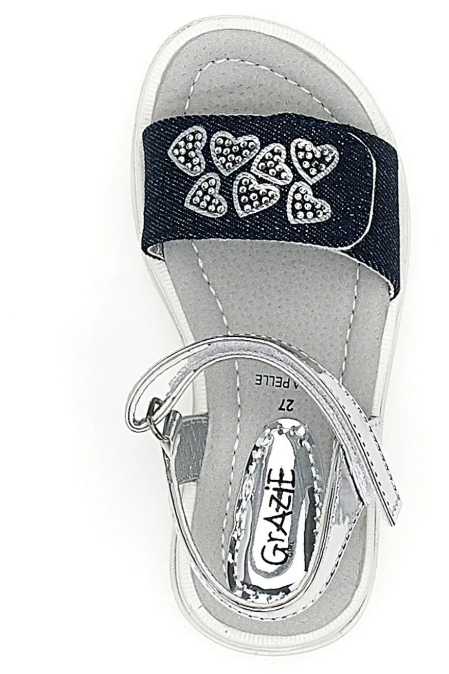 Sandali Denim e Argento Con Chiusura Strappo Grazie Girl 218734