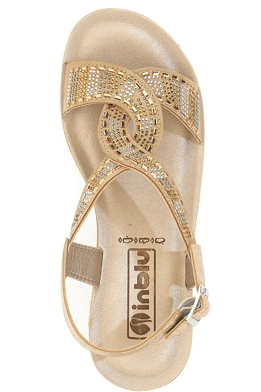 Sandali dorati con strass comfort INBLU 43BV