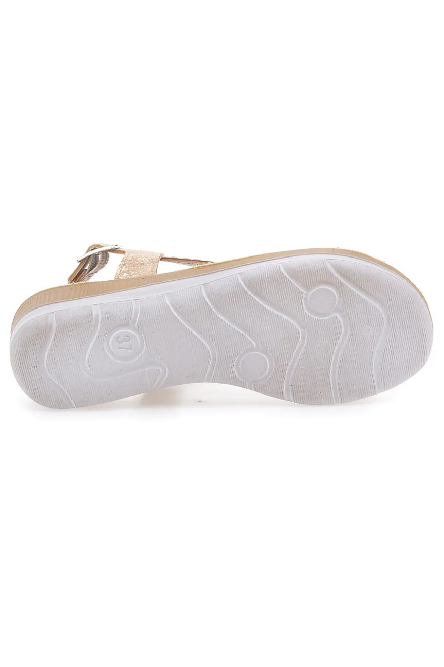 Sandali dorati con strass comfort INBLU 43BV