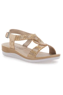 Sandali dorati con strass comfort INBLU 43BV