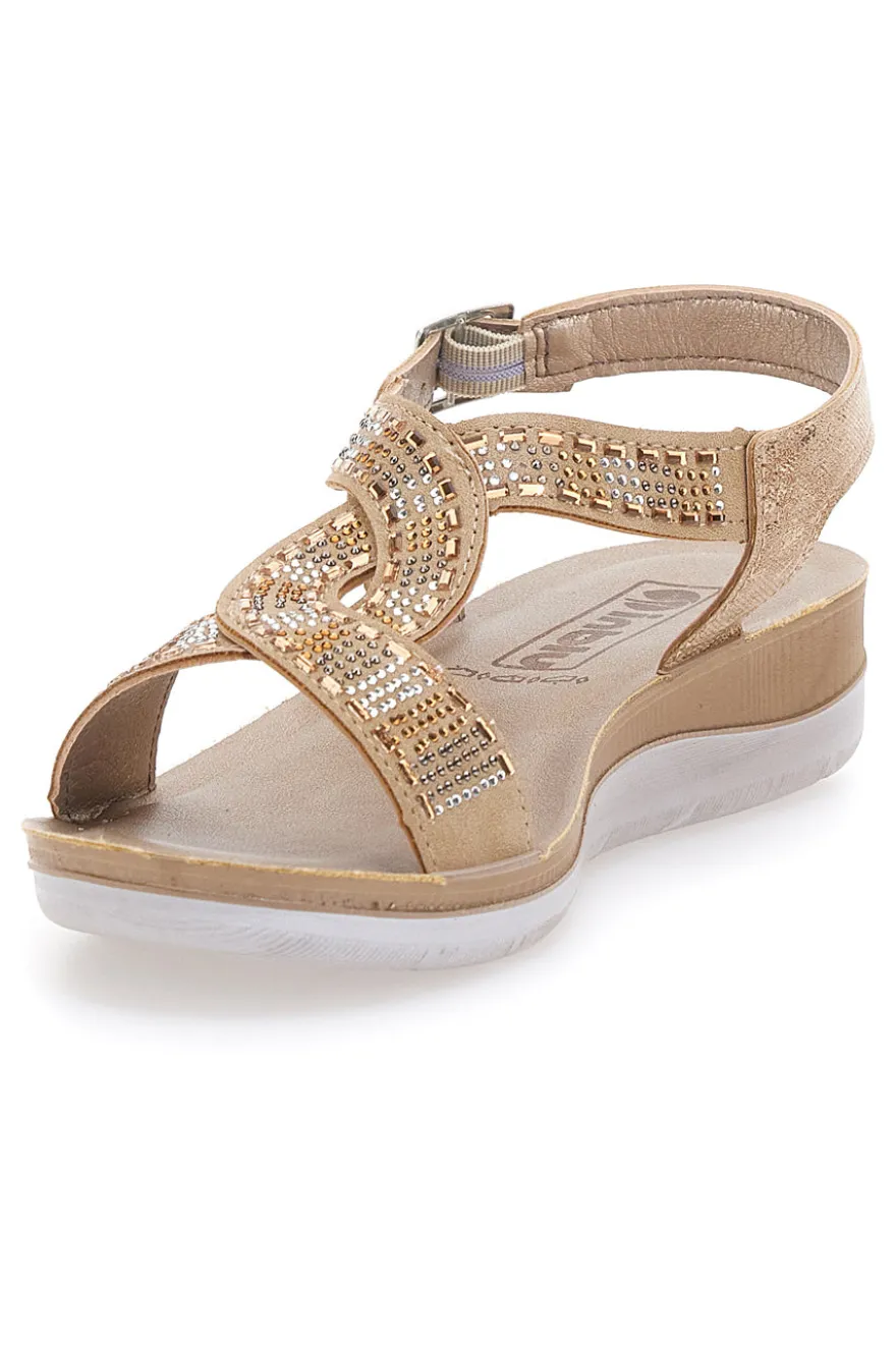 Sandali dorati con strass comfort INBLU 43BV