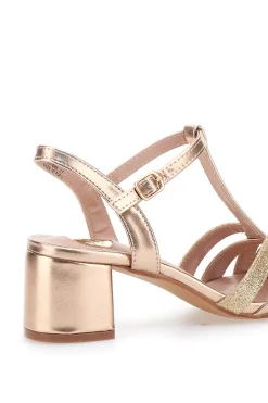 Sandali dorati con tacco basso e glitter LE HAVRE PARIS 307095