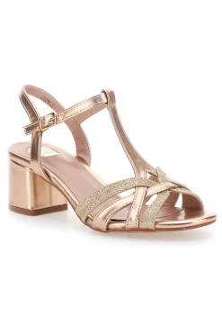 Sandali dorati con tacco basso e glitter LE HAVRE PARIS 307095