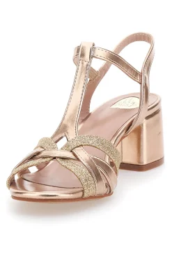 Sandali dorati con tacco basso e glitter LE HAVRE PARIS 307095