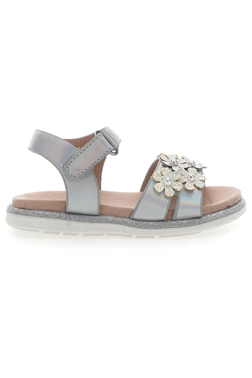 Sandali Eleganti Argento con Fiorellini Pitt Kids 392411