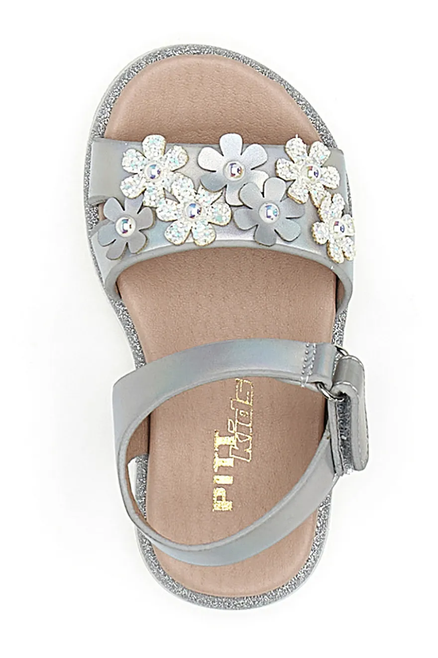 Sandali Eleganti Argento con Fiorellini Pitt Kids 392411