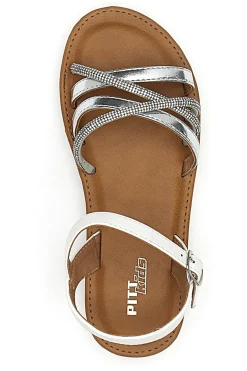 Sandali Eleganti Bianchi e Argento con Strass Pitt Kids 392433