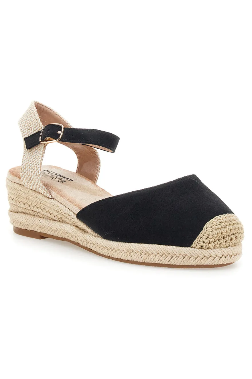 Sandali espadrillas da donna nere con zeppa in corda Pittarello sun BL1