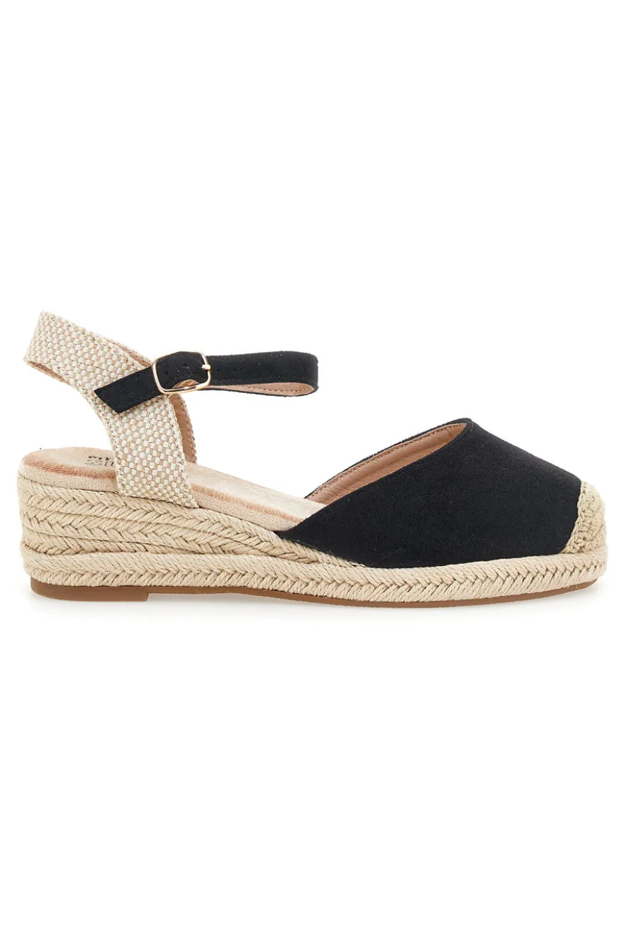 Sandali espadrillas da donna nere con zeppa in corda Pittarello sun BL1