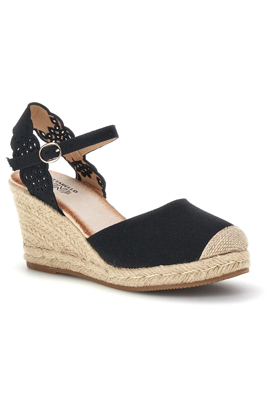 Sandali espadrillas Neri con zeppa in corda Pittarello Sun Bl6