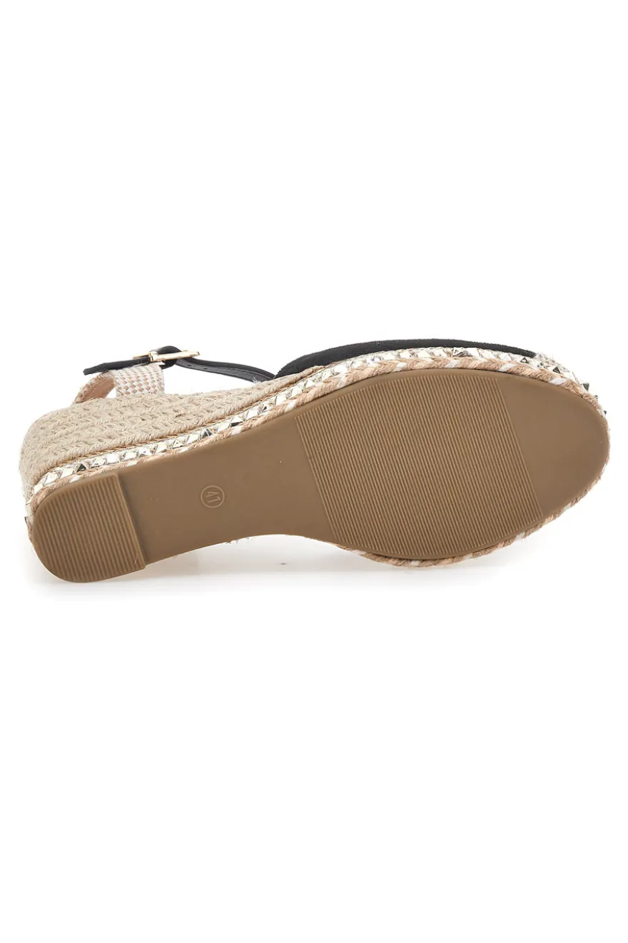 Sandali Espadrillas Neri Con Zeppa e Fibbia Pittarello Sun 322290