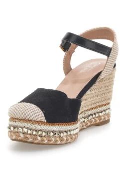 Sandali Espadrillas Neri Con Zeppa e Fibbia Pittarello Sun 322290