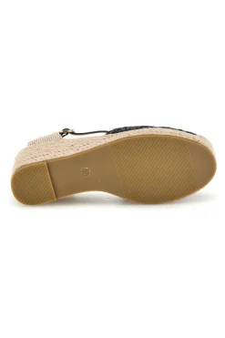 Sandali Espadrillas neri con zeppa e cinturino Fun beach P714