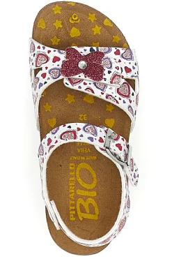 Sandali fantasia con fiocco glitter e plantare preformato Pittarello Bio 257A740SR