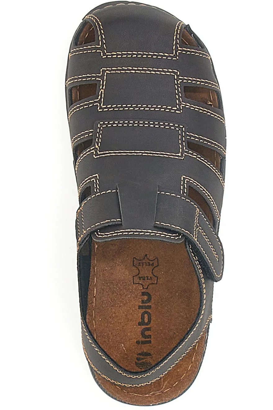 Sandali fisherman marroni con cuciture a contrasto INBLU 2235
