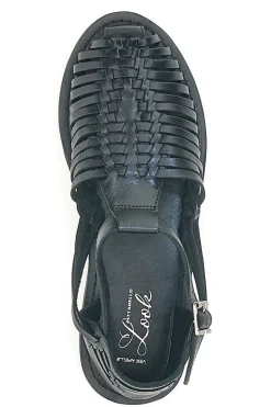 Sandali Fisherman Neri Con Suola Flat Pittarello Look 5022