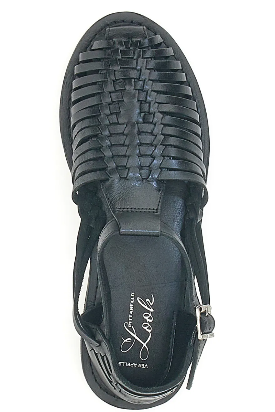 Sandali Fisherman Neri Con Suola Flat Pittarello Look 5022