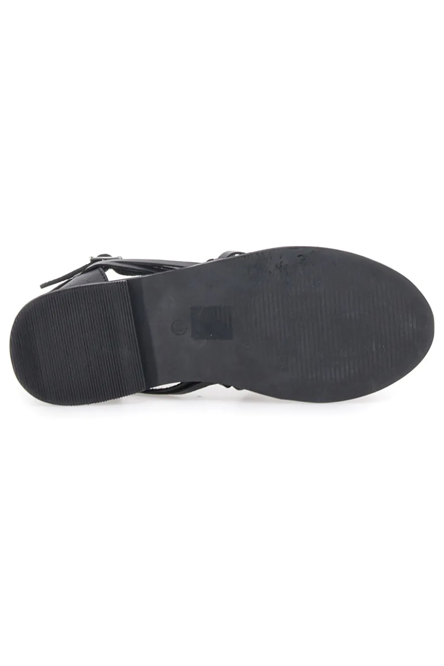Sandali Fisherman Neri Con Suola Flat Pittarello Look 5022