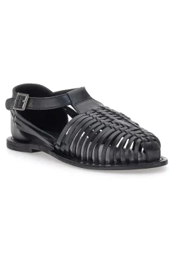 Sandali Fisherman Neri Con Suola Flat Pittarello Look 5022