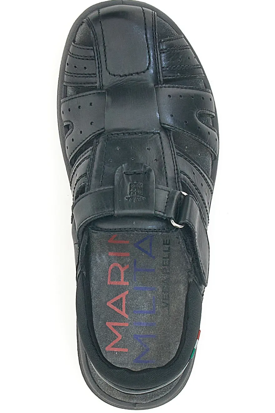 Sandali Fisherman Neri in Pelle Marina Militare 1680