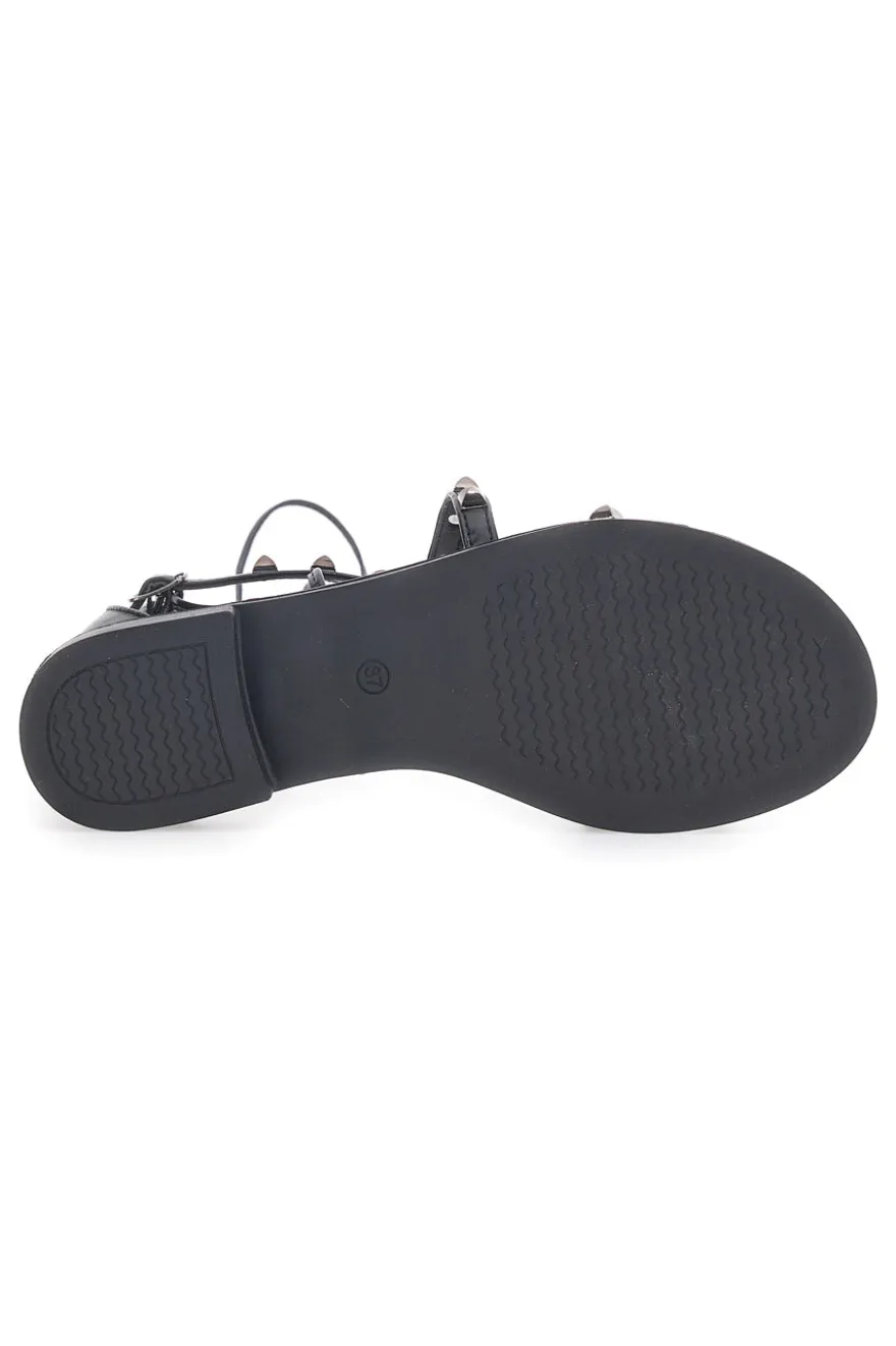 Sandali Flat Alla Schiava Neri Con Borchie Me & Me 1531
