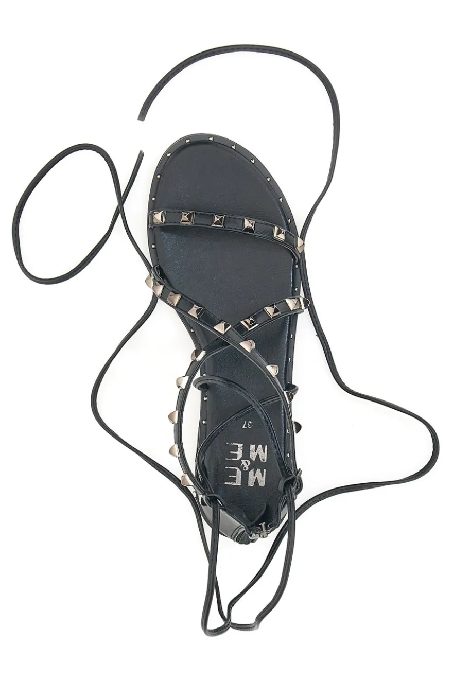 Sandali Flat Alla Schiava Neri Con Borchie Me & Me 1531