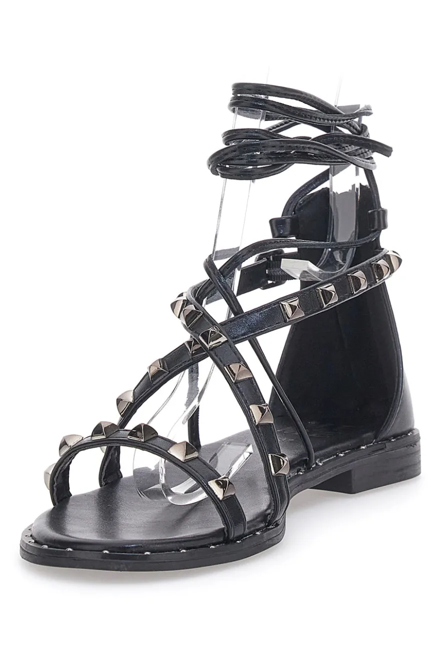 Sandali Flat Alla Schiava Neri Con Borchie Me & Me 1531