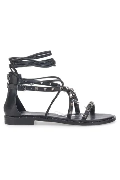 Sandali Flat Alla Schiava Neri Con Borchie Me & Me 1531