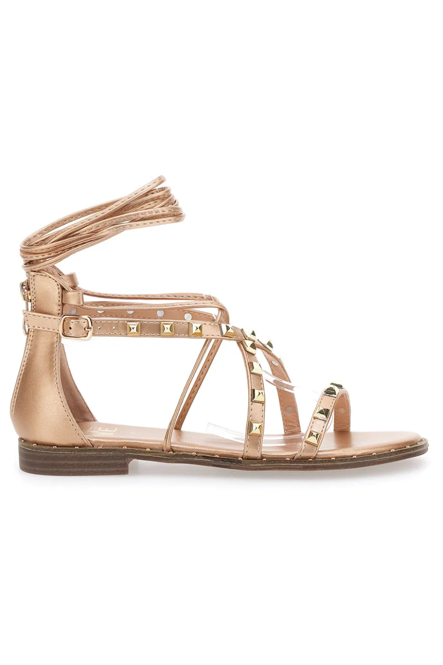 Sandali Flat alla Schiava Oro Rosa Con Inserti Metallici Me & Me 1531