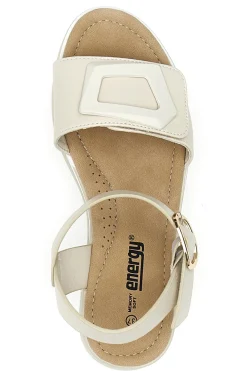 Sandali flat beige con maxi fibbia decorativa Energy E475