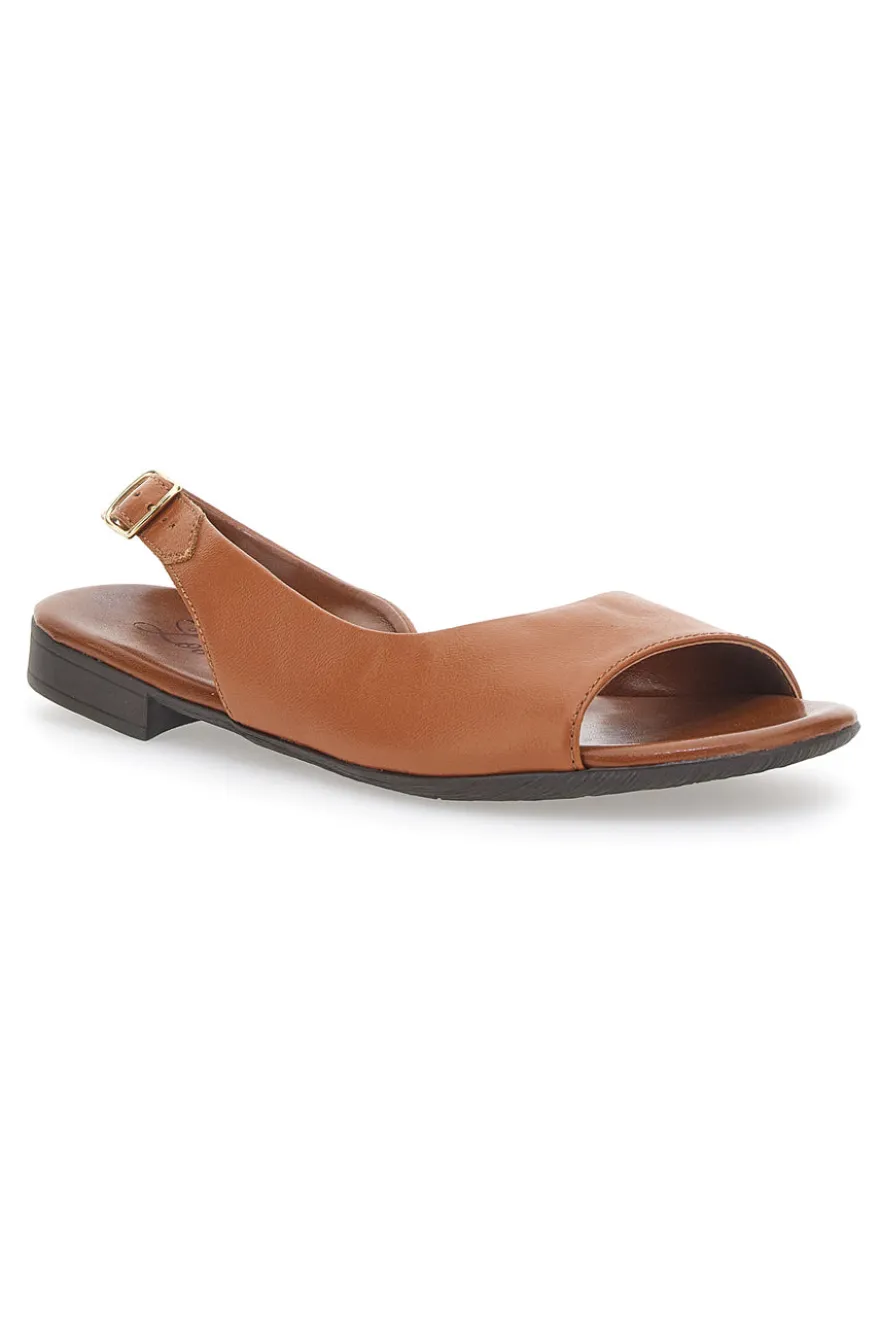 Sandali Flat Brandy In Vera Pelle Pittarello Look 225110