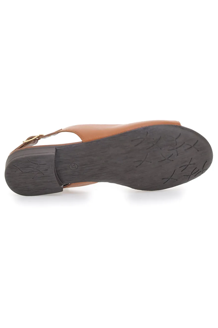 Sandali Flat Brandy In Vera Pelle Pittarello Look 225110