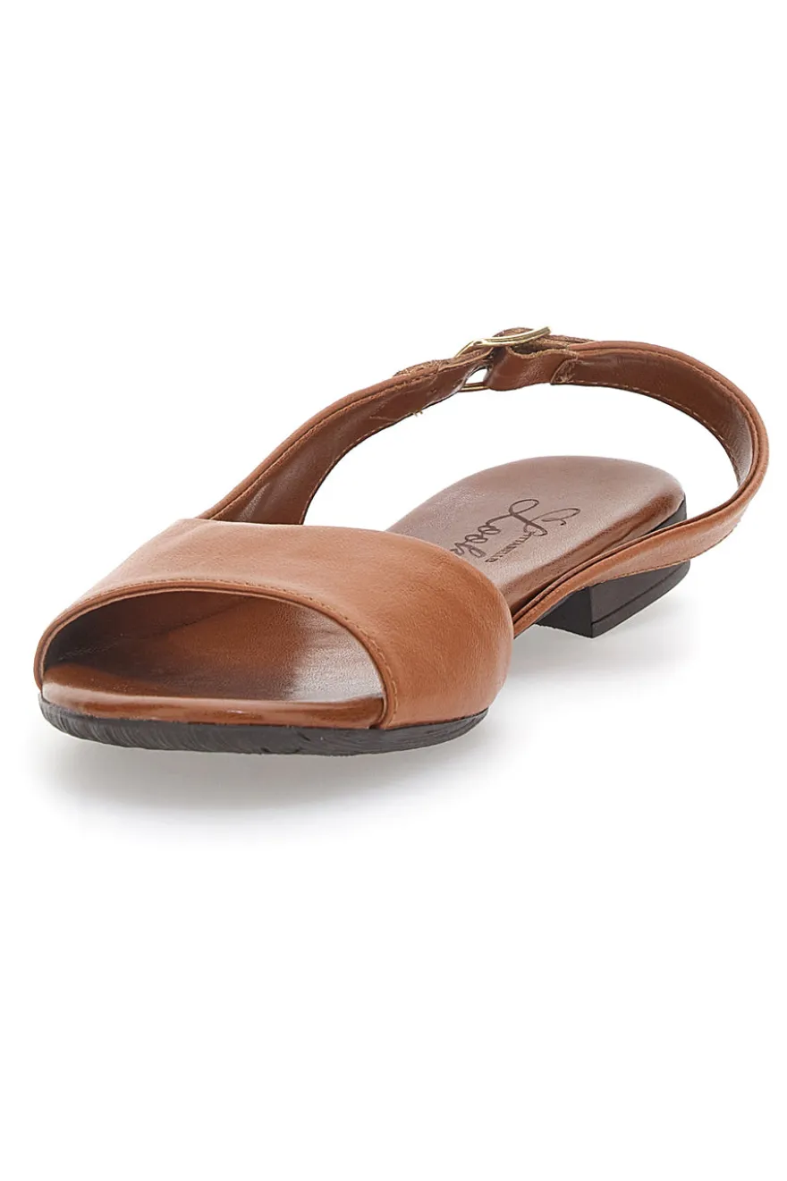 Sandali Flat Brandy In Vera Pelle Pittarello Look 225110