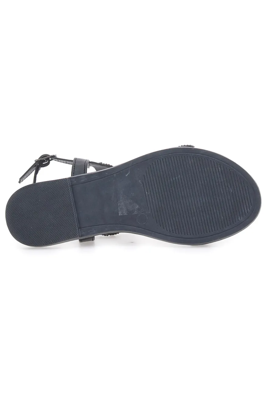 Sandali Flat Neri Con Applicazioni Colorate THE FIRST CHIC PREA752