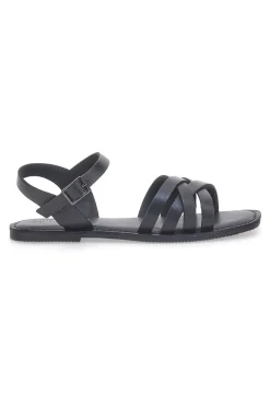 Sandali flat neri con fasce incrociate e cinturino alla caviglia PITTARELLO SUN A99311101