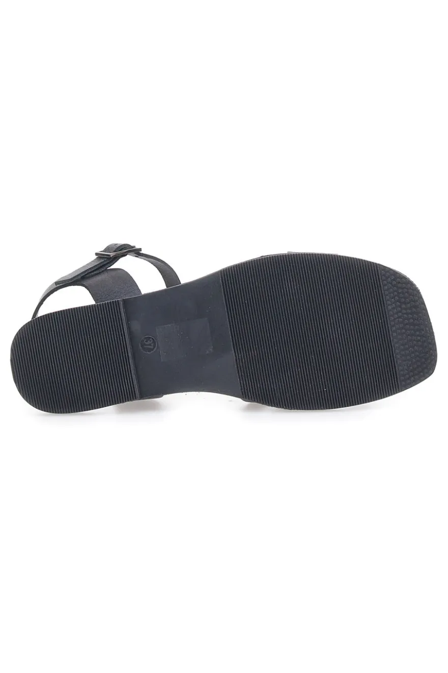 Sandali flat neri con fasce incrociate e cinturino alla caviglia PITTARELLO SUN A99311101