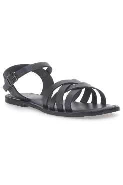 Sandali flat neri con fasce incrociate e cinturino alla caviglia PITTARELLO SUN A99311101